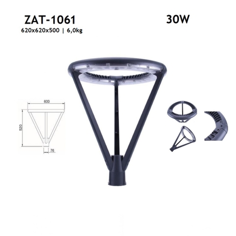 Đầu Cột Đèn Chiếu Sáng Công Viên, Khu Đô Thị Mới ZAT-1060 30-60W H3-6M ZALAA