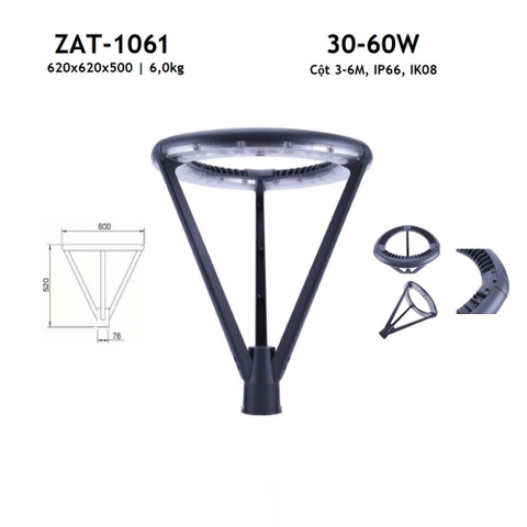 Đầu Cột Đèn Chiếu Sáng Công Viên, Khu Đô Thị Mới ZAT-1060 30-60W H3-6M ZALAA