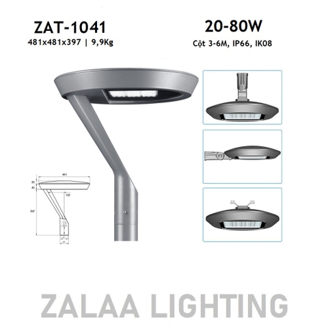 Đèn LED Chiếu Sáng Đường Công Viên, Khu Đô Thị Mới ZAT-1041 20-80W H3-6M ZALAA