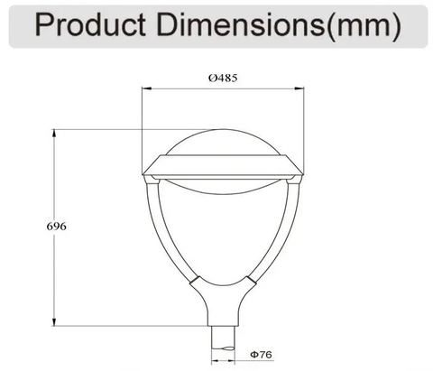 Đầu Cột Đèn Chiếu Sáng Công Viên, Khu Đô Thị Mới ZAT-1047 30-120W H3-6M ZALAA