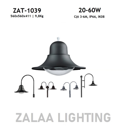 Đầu Cột Đèn Chiếu Sáng Công Viên, Khu Đô Thị Mới ZAT-1039 20-60W H3-6M ZALAA