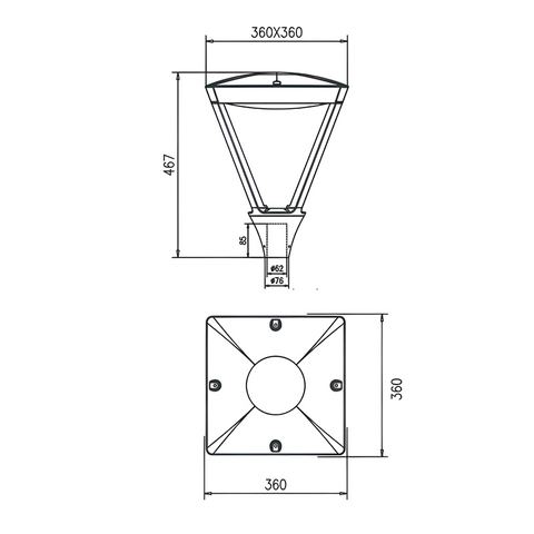 Đầu Cột Đèn Chiếu Sáng Công Viên, Khu Đô Thị Mới ZAT-1047 30-80W H3-6M ZALAA