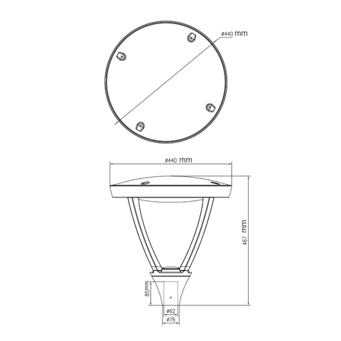 Đầu Cột Đèn Chiếu Sáng Công Viên, Khu Đô Thị Mới ZAT-1048 20-80W H3-6M ZALAA