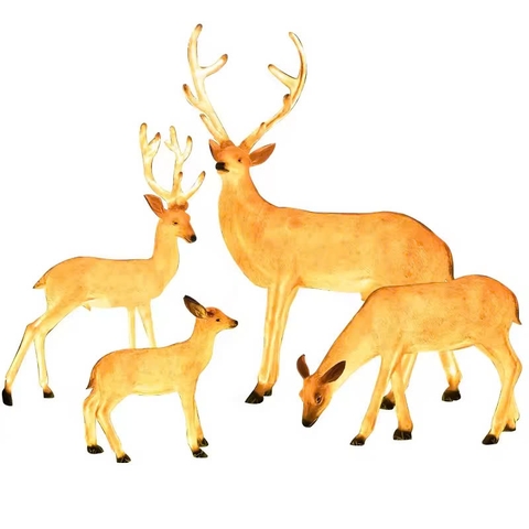 Đèn LED Decorative Tạo Hình 3D Đàn Hươu Deer phát sáng từ Sợi Thủy Tinh Nhựa Zalaa dành cho Dự án Vườn Ánh Sáng