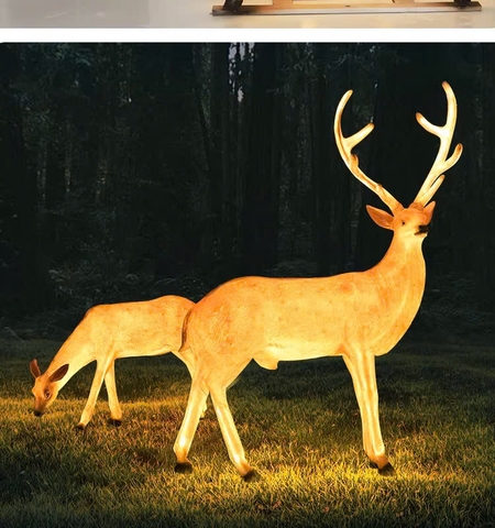 Đèn LED Decorative Tạo Hình 3D Đàn Hươu Deer phát sáng từ Sợi Thủy Tinh Nhựa Zalaa dành cho Dự án Vườn Ánh Sáng