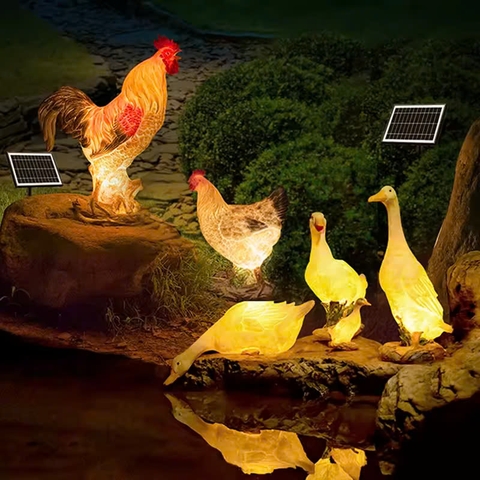 Đèn LED Fiberglass Sợi Thủy Tinh Nhựa tạo hình 3D Con Gà Rooster-hen phát sáng Zalaa dành cho Dự án Vườn Ánh Sáng
