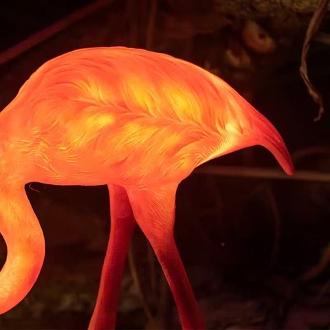 Đèn LED Fiberglass Sợi Thủy Tinh Nhựa tạo hình 3D Chim Hồng Hạc Flamingo phát sáng Zalaa dành cho Dự án Vườn Ánh Sáng