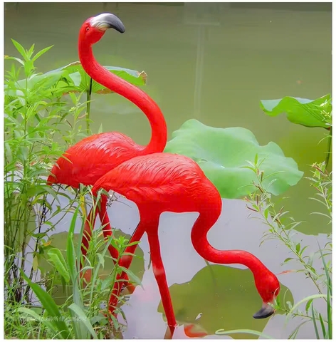 Đèn LED Fiberglass Sợi Thủy Tinh Nhựa tạo hình 3D Chim Hồng Hạc Flamingo phát sáng Zalaa dành cho Dự án Vườn Ánh Sáng