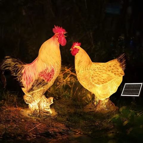 Đèn LED Fiberglass Sợi Thủy Tinh Nhựa tạo hình 3D Con Gà Rooster-hen phát sáng Zalaa dành cho Dự án Vườn Ánh Sáng