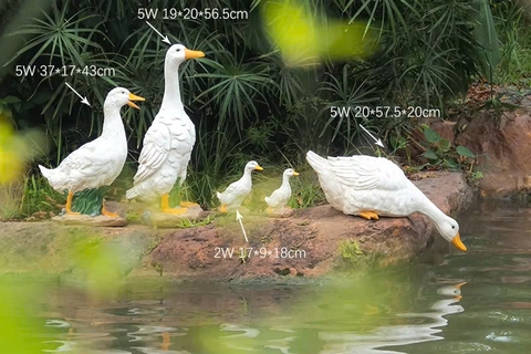 Đèn LED Fiberglass Sợi Thủy Tinh Nhựa tạo hình 3D Đàn Vịt Duck phát sáng Zalaa dành cho Dự án Vườn Ánh Sáng