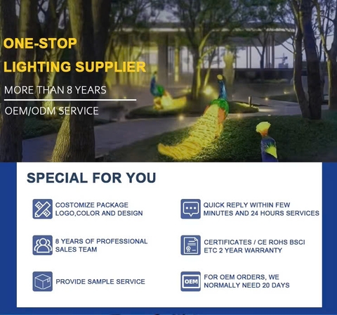 Đèn LED Fiberglass Sợi Thủy Tinh Nhựa họa tiết 3D Chim Công Peacock phát sáng Zalaa dành cho Dự án Vườn Ánh Sáng