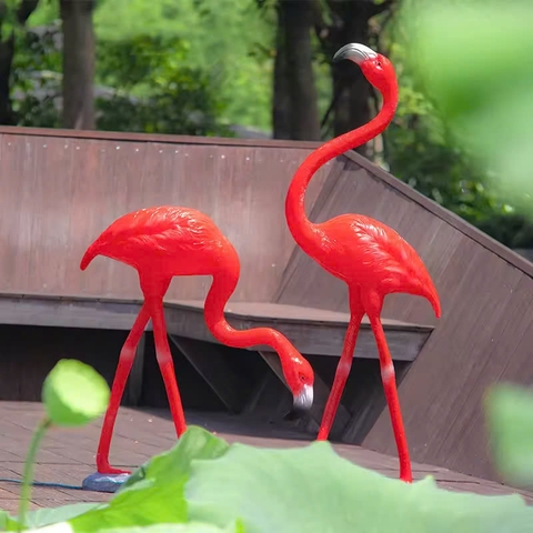 Đèn LED Fiberglass Sợi Thủy Tinh Nhựa tạo hình 3D Chim Hồng Hạc Flamingo phát sáng Zalaa dành cho Dự án Vườn Ánh Sáng