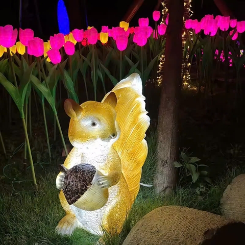 Đèn LED Fiberglass Sợi Thủy Tinh Nhựa tạo hình 3D Con Sóc Squirrel phát sáng Zalaa dành cho Dự án Vườn Ánh Sáng