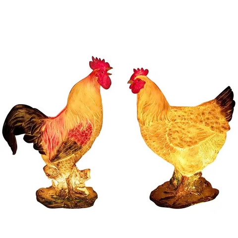 Đèn LED Fiberglass Sợi Thủy Tinh Nhựa tạo hình 3D Con Gà Rooster-hen phát sáng Zalaa dành cho Dự án Vườn Ánh Sáng
