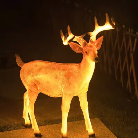 Đèn LED Fiberglass Sợi Thủy Tinh Nhựa tạo hình 3D Con Hươu Deer phát sáng Zalaa dành cho Dự án Vườn Ánh Sáng