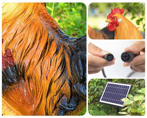 Đèn LED Fiberglass Sợi Thủy Tinh Nhựa tạo hình 3D Con Gà Rooster-hen phát sáng Zalaa dành cho Dự án Vườn Ánh Sáng