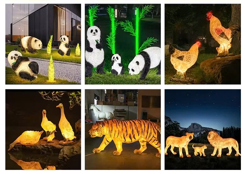 Đèn LED Motif Mô Phỏng 3D Đàn Hươu Deer phát sáng từ Sợi thủy tinh và nhựa Zalaa dành cho Dự án Vườn Ánh Sáng