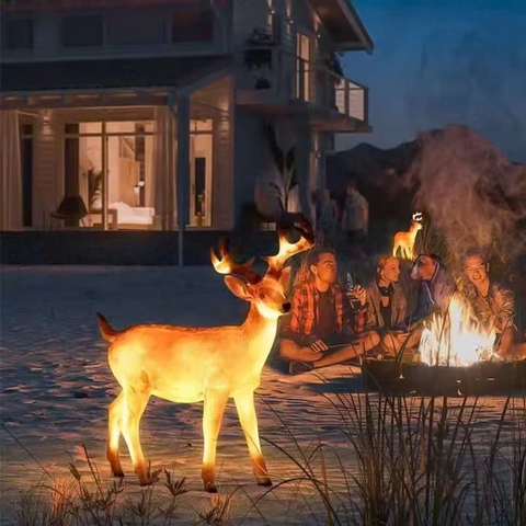 Đèn LED Motif Mô Phỏng 3D Đàn Hươu Deer phát sáng từ Sợi thủy tinh và nhựa Zalaa dành cho Dự án Vườn Ánh Sáng