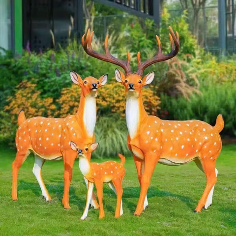 Đèn LED Motif Mô Phỏng 3D Đàn Hươu Deer phát sáng từ Sợi thủy tinh và nhựa Zalaa dành cho Dự án Vườn Ánh Sáng