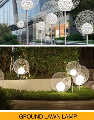 Đèn LED Trang Trí Cảnh Quan kiểu Bông Hoa Sắt rỗng bóng tròn đôi ZALAA ZSV-FlowerIron D40-D100cm, H60-180CM | Báo Giá