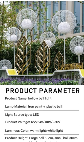 Đèn LED Trang Trí Cảnh Quan kiểu Bông Hoa Sắt rỗng bóng tròn đôi ZALAA ZSV-FlowerIron D40-D100cm, H60-180CM | Báo Giá