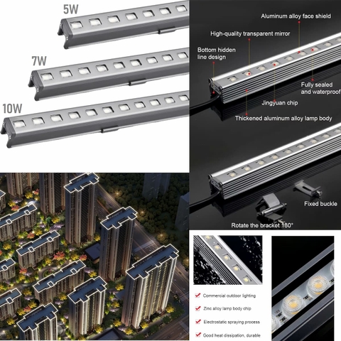 Đèn LED Tuyến Tính chiếu sáng mặt tiền Tòa Nhà Building Cao Tầng có lập trình DMX512 Rgb hiệu ứng thay đổi màu sắc theo tùy chỉnh