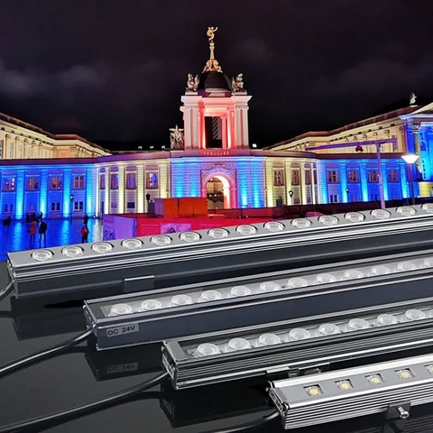 Đèn LED Tuyến Tính chiếu sáng mặt tiền Tòa Nhà Building Cao Tầng có lập trình DMX512 Rgb hiệu ứng thay đổi màu sắc theo tùy chỉnh