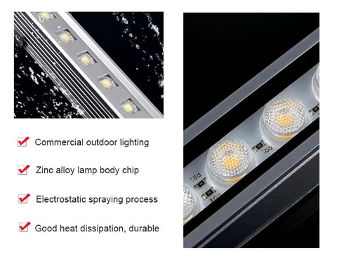 Đèn LED Tuyến Tính chiếu sáng mặt tiền Tòa Nhà Building Cao Tầng có lập trình DMX512 Rgb hiệu ứng thay đổi màu sắc theo tùy chỉnh