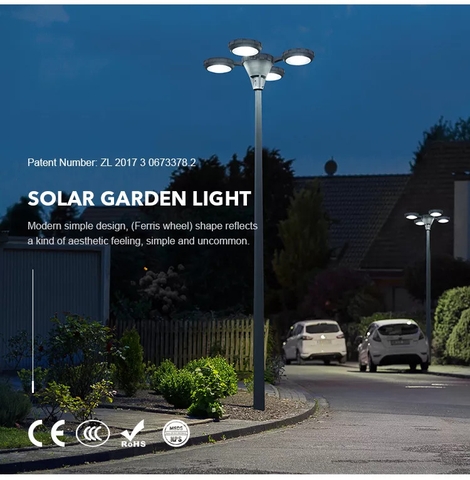 Đèn Đường Công Viên Năng Lượng Mặt Trời ZG-TYD2005-4 35W ZALAA Cho cột cao 3-5m