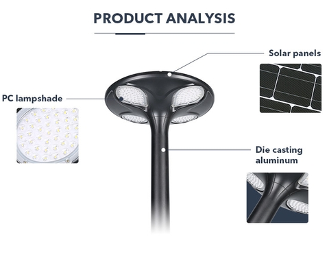 Đèn Sân Vườn Hiện Đại Năng Lượng Mặt Trời ZG-TYD2806 30W ZALAA Cho cột cao 3-5m
