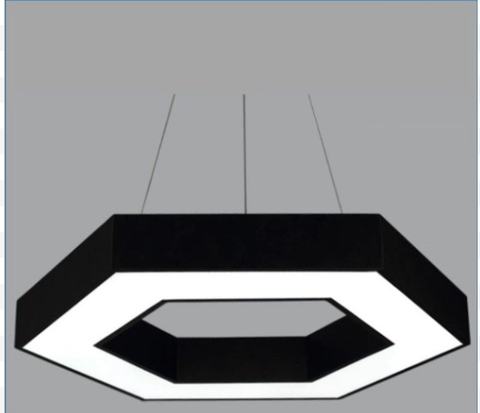 Đèn Thả Trần Văn Phòng hình lục giác rỗng giữa ánh sáng viền, chiều dài cạnh 600mm, 98W