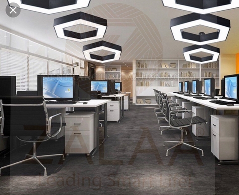 Đèn thả trần văn phòng hình lục giác rỗng giữa ánh sáng viền, chiều dài cạnh 400mm, 54w