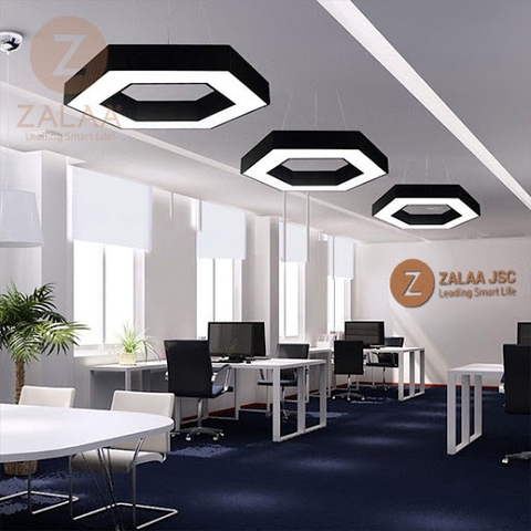 Đèn thả trần văn phòng hình lục giác rỗng giữa ánh sáng viền, chiều dài cạnh 600mm, 98w