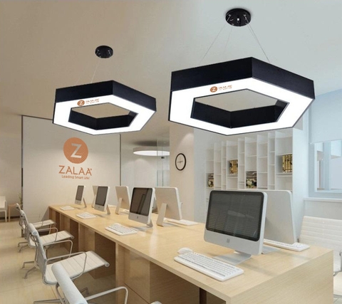 Đèn thả trần văn phòng hình lục giác rỗng giữa ánh sáng viền, chiều dài cạnh 400mm, 54w