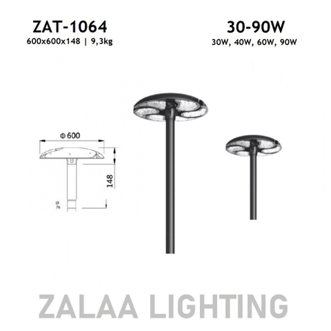 Đầu Cột Đèn Chiếu Sáng Công Viên, Khu Đô Thị Mới ZAT-1064 30-90W H3-6M ZALAA
