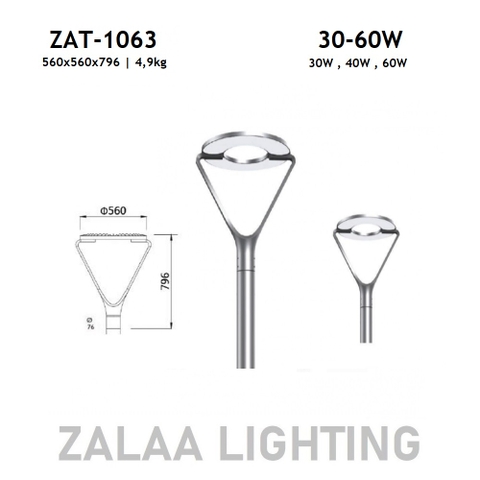 Đầu Cột Đèn Chiếu Sáng Công Viên, Khu Đô Thị Mới  ZAT-1063 30-60W H3-6M ZALAA