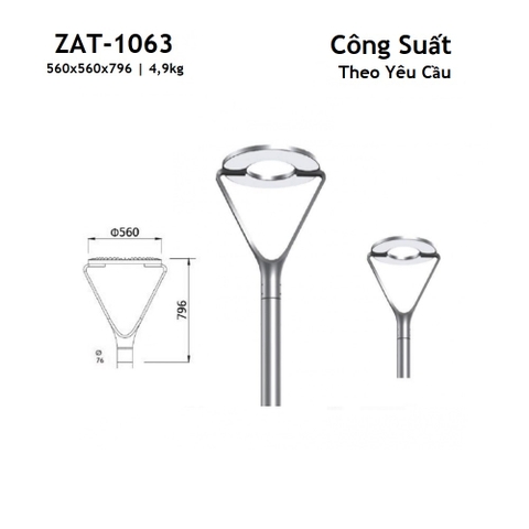 Đầu Cột Đèn Chiếu Sáng Công Viên, Khu Đô Thị Mới  ZAT-1063 30-60W H3-6M ZALAA