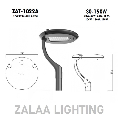 Đầu Cột Đèn Chiếu Sáng Khu Đô Thị Mới, Cảnh Quan Công Viên ZAT-1022A LED 30W-150W, hợp cột 3m-6m