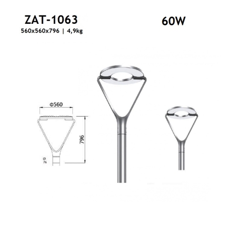 Đầu Cột Đèn Chiếu Sáng Công Viên, Khu Đô Thị Mới  ZAT-1063 30-60W H3-6M ZALAA