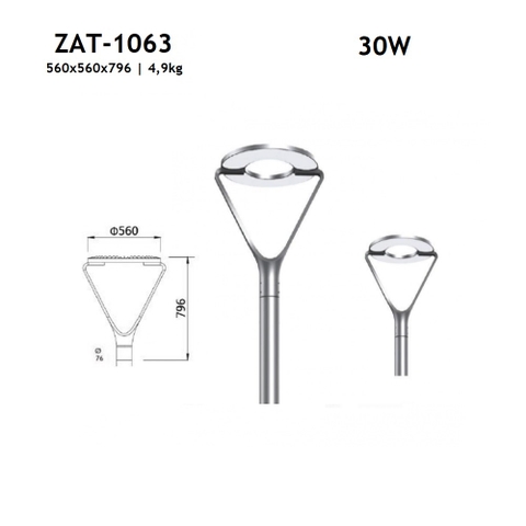 Đầu Cột Đèn Chiếu Sáng Công Viên, Khu Đô Thị Mới  ZAT-1063 30-60W H3-6M ZALAA