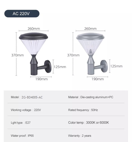 Đèn Tường Trang Trí Sân Vườn Năng Lượng Mặt Trời ZG-BD4005 Kim Cương ZALAA Garden Lights