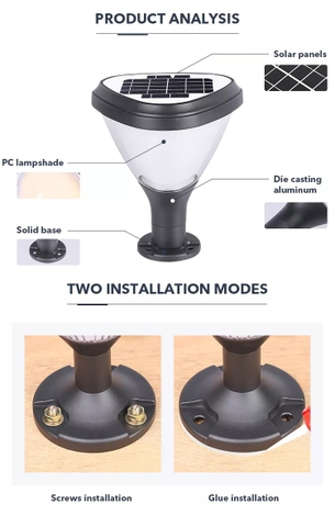 Đèn Trụ Cổng Hàng Rào Sân Vườn Năng Lượng Mặt Trời Zalaa ZG-ZTD2104