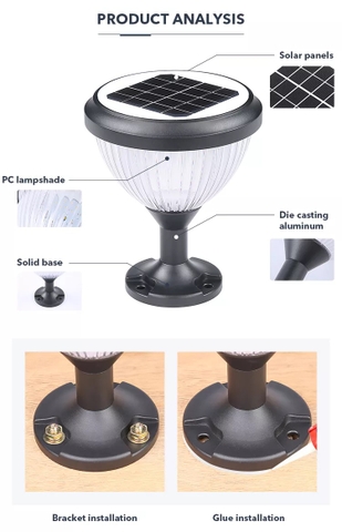 Đèn Trụ Cổng Solar Hiện Đại - Chiếu Sáng Tường Rào Cảnh Quan Sân Vườn Zalaa ZG-ZTD0705