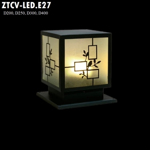 Đèn Trụ Cổng Vuông ZTCV LED-E27 D200, D250, D300, D400... Inox Sơn theo yêu cầu