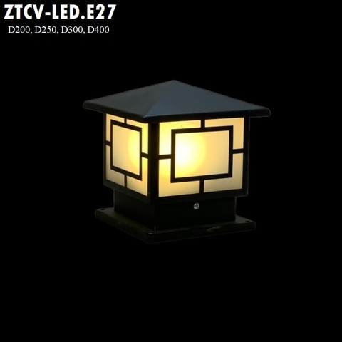 Đèn Trụ Cổng Vuông ZTCV LED-E27 D200, D250, D300, D400... Inox Sơn theo yêu cầu