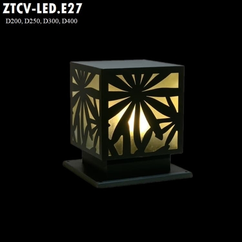 Đèn Trụ Cổng Vuông ZTCV LED-E27 D200, D250, D300, D400... Inox Sơn theo yêu cầu