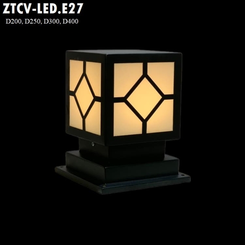 Đèn Trụ Cổng Vuông ZTCV LED-E27 D200, D250, D300, D400... Inox Sơn theo yêu cầu