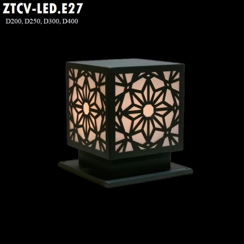Đèn Trụ Cổng Vuông ZTCV LED-E27 D200, D250, D300, D400... Inox Sơn theo yêu cầu