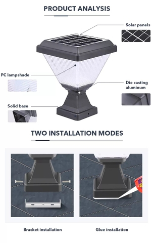 Đèn Trụ Cột Cầu Cảnh Quan, Hàng Rào Sân Vườn Năng Lượng Mặt Trời Zalaa ZG-ZTD0406