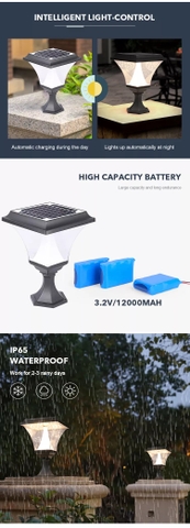 Đèn Trụ Cột Tường Rào Sân Vườn Vuông Năng Lượng Mặt Trời Zalaa ZG-ZTD4205